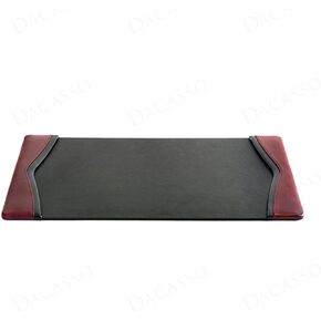 Dacasso 34" x 20" Burgundy Leather with Black Trim Desk Pad - Executive Desk Surface Protector - Luxury Leather Blotter for Writing
