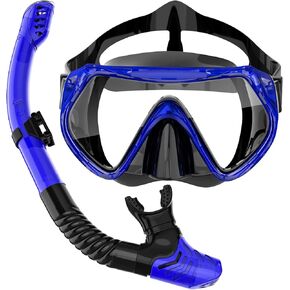 مجموعة غص للكبار من BuyCard، قناع غص مع رؤية بانورامية، معدات غطس مضادة للضباب ومضادة للتسرب، غص علوي جاف للغوص والتدريب على السباحة باللون الأزرق in Kuwait