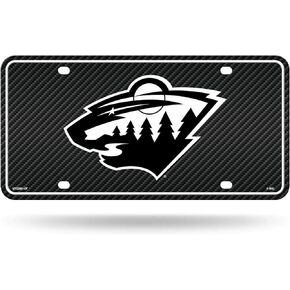 Rico Industries NHL Minnesota Wild Carbon Fiber Metal Auto Tag 8.5" x 11" - Great for Truck/Car/SUV