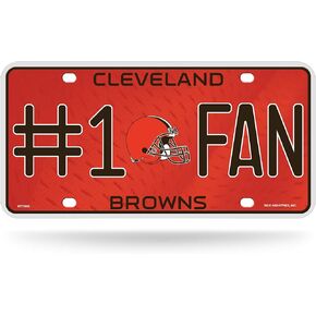 Rico Industries NFL Football Cleveland Browns #1 Fan Metal Auto Tag