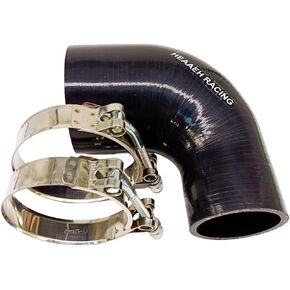 HEAAEH RACING 90 Degree ID 3 Inch to 4 Inch 4ply Reducer Silicone Hose With Clamp Black (76-102MM)