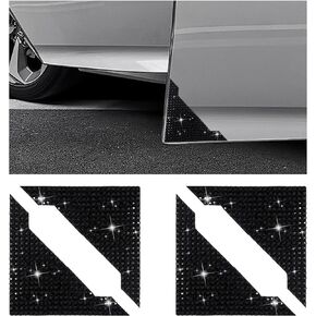 4PCS Car Door Corner Edge Guards, Bling Anti-Collision Auto Door Corner Protector Sticker, Rhinestone Anti-Scratch Door Corner Bumper Sticker, Car Accessories for SUV Truck (Black)