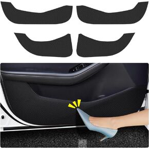 LUNQIN Car Door Anti Kick Pad for Mazda 3 2019 2020 2021 2022 2023 2024 Sedan Hatchback Accessories Carbon Fiber Style Leather Sticker Door Sill Protector Cover Edge Guard Side Mat Interior Dirty