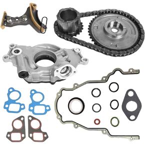 Oil Pump Timing Chain Kit M295HV with Timing Cover Gasket Replacement For 2007-2013 Chevy Avalanche Silverado Suburban GMC Sierra Cadillac Buick 5.3 6.0 6.2
