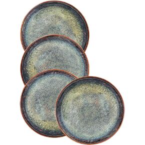 Ceramic Serving Dinner Plate Set, 4-Piece for Main Meals, Tacos, Lunches, Snack, Platters - Microwave and Dishwasher Safe, Scratch Resistant, Kitchen Serving Dinnerware, Black 12.4 Inch