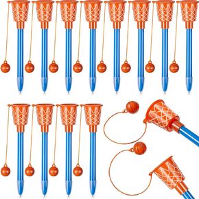 Zonon 9 Pieces Basketball Hoop Ballpoints Basketball Party Favors Basketball Novelty Pens for Kids Plastic Sports Basketball Pens for Birthday Party Supplies School Party Supplies