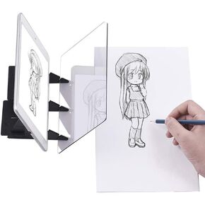 Tracing Drawing Board, Sketch Mirror Reflection Board with 5 Brackets, Easy Drawing Sketching Tool Suitable for Paper, White Cloth, Nonwoven Fabrics, Graffiti