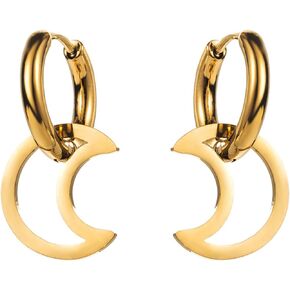 Gold Hoop Earrings For Women Girls,Small Huggie Hollow Earrings 18K Gold Plated Stainless Steel Dangle Earrings Heart/Star/Flower Earrings Hypoallergenic Jewelry Gifts