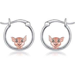 Animal Hoop Earrings 925 Sterling Silver Duck/Chick/Penguin/Skunk/Fox Hoop Earrings Cute Farm Animal Jewelry Gifts for Women Girls in Kuwait