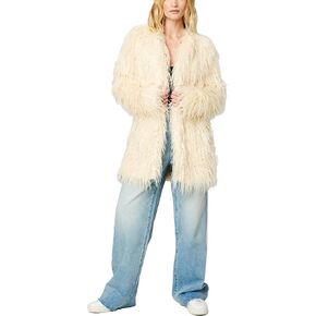 [BLANKNYC] Womens Luxury Clothing Mongolian Faux Fur Coat, Comfortable & Windbreaker Jacket