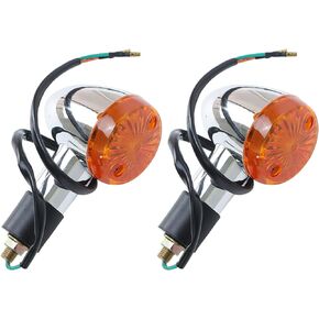 2 Pack Universal Aftermarket Replacement Turn Signals Motorcycle Bullet Front Rear Turn Signal Blinker Indicator Light Amber Chrome