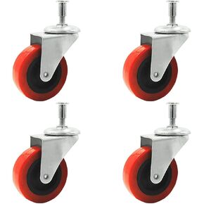 4 Pack Heavy-Duty 2" LOW PROFILE Swivel Caster Wheel for Creeper Service Cart Stool Post Mount