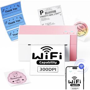 Omezizy WiFi Shipping Label Printer 4x6, 300DPI Wireless Label Printer for Small Business, WiFi Thermal Label Printer for Shipping Packages, Compatible with USPS, Shopify, Amazon