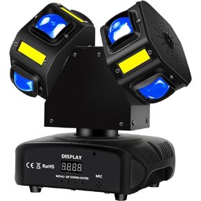 MFL. Moving Head DJ Lights, Double Heads 10 LED RGBW Beam,10 LEDs Golden Strobe Sound Activated DMX 512 Stage Lights for DJ KTV Disco Party, Black