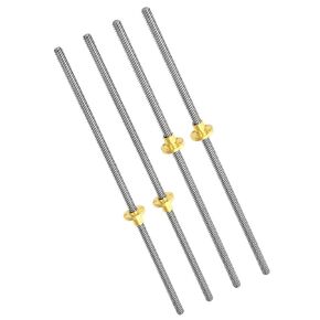 QWORK 4 Pack T8 300mm Lead Screw and Brass Nut (Acme Thread, 4 Starts, 2mm Pitch, 8mm Lead) Used in 3D Printer