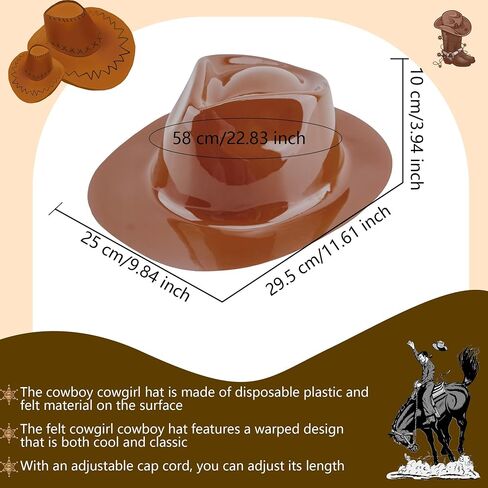 SGBETTER 15 Pcs Plastic Cowboy Hats Bulk Western Cowboy Cowgirl Party Hat Brown Wide Brim Cowboy Hat for Adult Kids Western Party Costume Accessories in Saudi Arabia