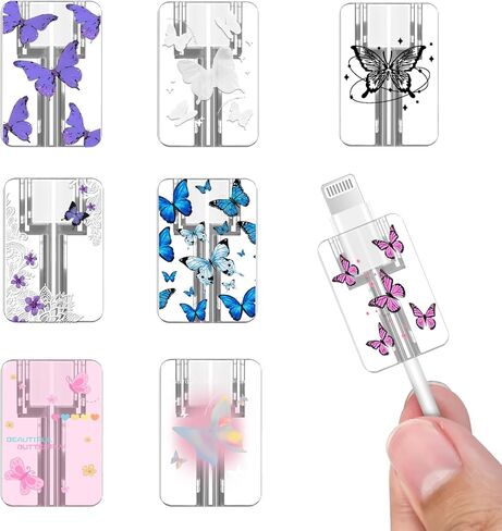 Cute Cable Protector for iPhone Type-c, Artistic Boho Flower Design 8pcs Soft Phone Charger Protector,Charging Cord Protector,Cable Chomper,Cord Saver Cable Sleeve for Women Girls in Kuwait