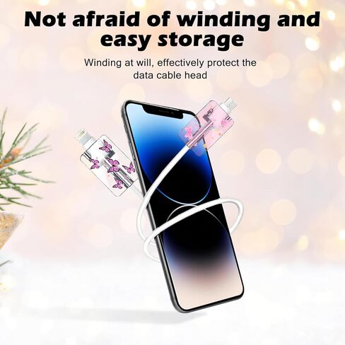 Cute Cable Protector for iPhone Type-c, Artistic Boho Flower Design 8pcs Soft Phone Charger Protector,Charging Cord Protector,Cable Chomper,Cord Saver Cable Sleeve for Women Girls in Kuwait