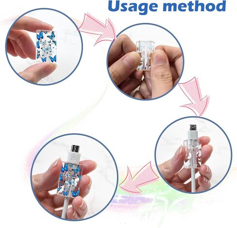 Cute Cable Protector for iPhone Type-c, Artistic Boho Flower Design 8pcs Soft Phone Charger Protector,Charging Cord Protector,Cable Chomper,Cord Saver Cable Sleeve for Women Girls in Kuwait