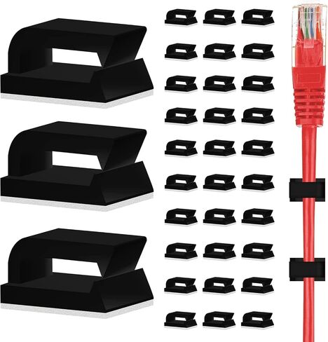 Kanemc 80 PCS 3/5" Cable Wire Clips, Upgraded Cord Management Strong Adhesive Cable Clamps for Under Desk, Outdoor Lights Strip, Wall, Desktop, Car, Dash Cam, TV PC Ethernet (White) in Saudi Arabia