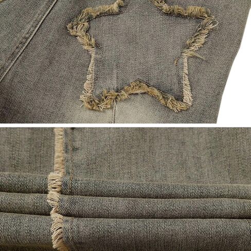 Aelfric Eden Womens Denim Jacket Fringe Two-Way Zipper Fashion Vintage Washed Long Sleeve Jean Coat in Saudi Arabia