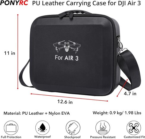 حقيبة حمل PONYRC Air 3، حقيبة كتف محمولة مصنوعة من جلد البولي يوريثان المقاوم للماء للسفر لـ DJI Air 3، DJI RC-N2/ DJI RC 2 عن بعد ملحقات Air 3 الأخرى in Kuwait