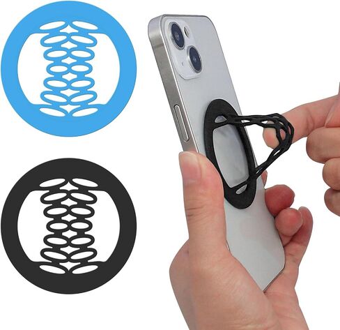 YINGMORE Phone Grip Strap Holder Silicone Cell Phone Gripper for Back of Phone Finger Holder for Hand, Compatible with iPhone, Samsung, Android Smart Phone, 2pcs (Black/Grey) in Saudi Arabia