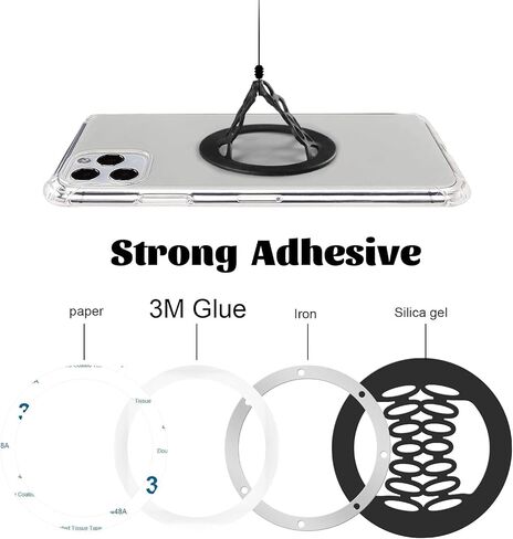 YINGMORE Phone Grip Strap Holder Silicone Cell Phone Gripper for Back of Phone Finger Holder for Hand, Compatible with iPhone, Samsung, Android Smart Phone, 2pcs (Black/Grey) in Saudi Arabia