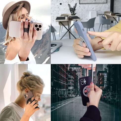 YINGMORE Phone Grip Strap Holder Silicone Cell Phone Gripper for Back of Phone Finger Holder for Hand, Compatible with iPhone, Samsung, Android Smart Phone, 2pcs (Black/Grey) in Saudi Arabia