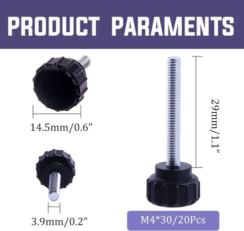Swpeet 48 قطعة 9 مقاسات M4 M5 M6 أسود دائري ذكر خيط مخرش لقط المقابض قبضة الإبهام برغي مجموعة متنوعة، مقبض مخرش مسامير قبضة لإزالة مسامير التثبيت السريع in Kuwait