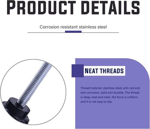 Swpeet 48 قطعة 9 مقاسات M4 M5 M6 أسود دائري ذكر خيط مخرش لقط المقابض قبضة الإبهام برغي مجموعة متنوعة، مقبض مخرش مسامير قبضة لإزالة مسامير التثبيت السريع in Kuwait