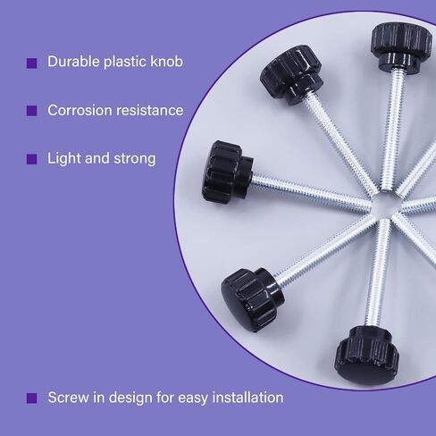Swpeet 48 قطعة 9 مقاسات M4 M5 M6 أسود دائري ذكر خيط مخرش لقط المقابض قبضة الإبهام برغي مجموعة متنوعة، مقبض مخرش مسامير قبضة لإزالة مسامير التثبيت السريع in Kuwait