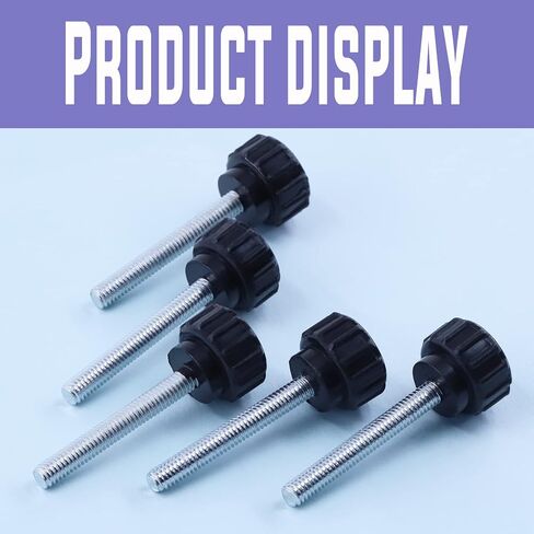 Swpeet 48 قطعة 9 مقاسات M4 M5 M6 أسود دائري ذكر خيط مخرش لقط المقابض قبضة الإبهام برغي مجموعة متنوعة، مقبض مخرش مسامير قبضة لإزالة مسامير التثبيت السريع in Kuwait