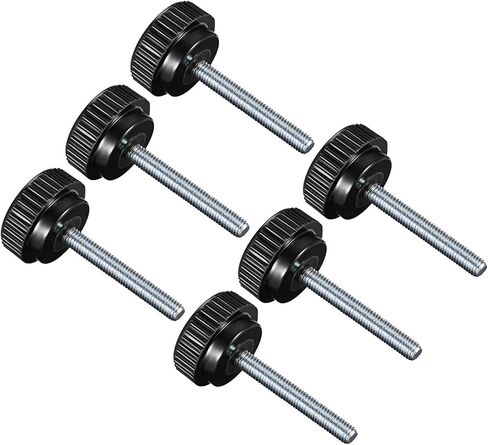 CoCud Knurled Clamping Knobs, M6 x 15mm Male Thread 20mm Head, Thermoset Plastic Thumb Screw Grip Bolt Knobs Black - (Applications: for Lathe Machinery), 6-Pieces in Kuwait