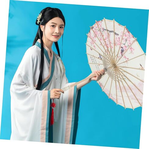 SWOOMEY Chinese Paper Umbrella Asian Oil Paper Umbrellas Chinese Parasol Umbrella Wedding Photo Props Floral Paper Umbrella Retro Japanese Decor Classical Cherry Blossom Umbrella Wooden in Saudi Arabia