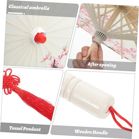 SWOOMEY Chinese Paper Umbrella Asian Oil Paper Umbrellas Chinese Parasol Umbrella Wedding Photo Props Floral Paper Umbrella Retro Japanese Decor Classical Cherry Blossom Umbrella Wooden in Saudi Arabia
