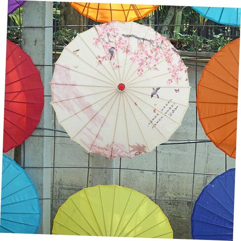SWOOMEY Chinese Paper Umbrella Asian Oil Paper Umbrellas Chinese Parasol Umbrella Wedding Photo Props Floral Paper Umbrella Retro Japanese Decor Classical Cherry Blossom Umbrella Wooden in Saudi Arabia