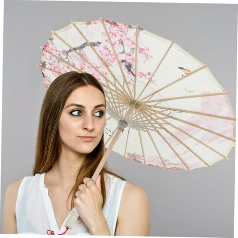 SWOOMEY Chinese Paper Umbrella Asian Oil Paper Umbrellas Chinese Parasol Umbrella Wedding Photo Props Floral Paper Umbrella Retro Japanese Decor Classical Cherry Blossom Umbrella Wooden in Saudi Arabia