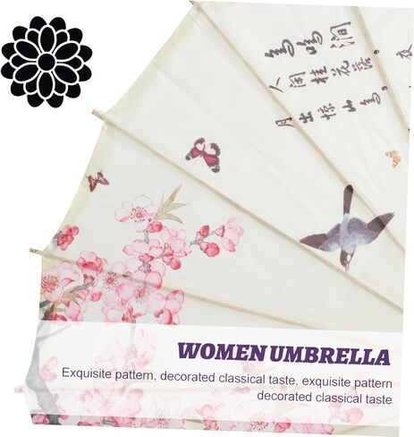SWOOMEY Chinese Paper Umbrella Asian Oil Paper Umbrellas Chinese Parasol Umbrella Wedding Photo Props Floral Paper Umbrella Retro Japanese Decor Classical Cherry Blossom Umbrella Wooden in Saudi Arabia