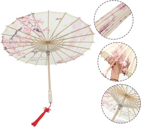 SWOOMEY Chinese Paper Umbrella Asian Oil Paper Umbrellas Chinese Parasol Umbrella Wedding Photo Props Floral Paper Umbrella Retro Japanese Decor Classical Cherry Blossom Umbrella Wooden in Saudi Arabia