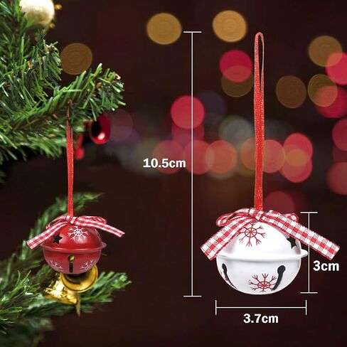 LEMESO 12 Pcs Christmas Ornament Jingle Bells Christmas Jingle Bell for Crafts Red and White with Snowflakes Patterns Jingle Bells Christmas Party Decor Christmas Trees Decors in Saudi Arabia