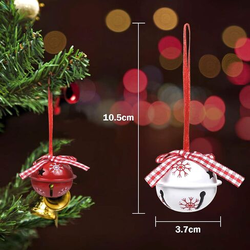 LEMESO 12 Pcs Christmas Ornament Jingle Bells Christmas Jingle Bell for Crafts Red and White with Snowflakes Patterns Jingle Bells Christmas Party Decor Christmas Trees Decors in Saudi Arabia