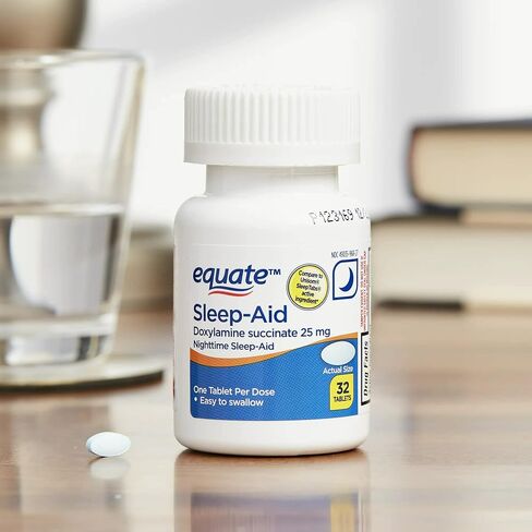 Doxylamine Succinate- Tablets Nighttime 32 Count Equate Sleep Aid 25mg (Pack of 1), Boxed by Fusion Shop Store in Saudi Arabia