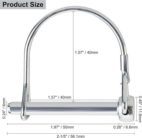 دبوس وصلة المقطورة من AuInn، دبابيس قفل السلك، دبوس وصلة الأمان، دبوس مقطورة مقوسة بقطر 6 مم × 50 مم لحديقة المزرعة (10) in Kuwait