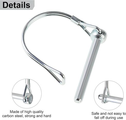 دبوس وصلة المقطورة من AuInn، دبابيس قفل السلك، دبوس وصلة الأمان، دبوس مقطورة مقوسة بقطر 6 مم × 50 مم لحديقة المزرعة (10) in Kuwait