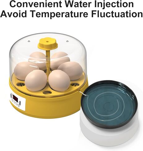حاضنة البيض HOWUXZO لتفريخ البيض، 6 بيضات حاضنة أوتوماتيكية كاملة، شمع البيض، حاضنة التحكم في درجة الحرارة والرطوبة لتفريخ الدجاج والبط والطيور والمزيد in Kuwait