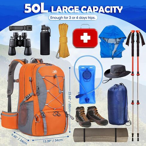NUBILY 50L Hiking Backpack Waterproof Camping Backpack for Men Women Lightweight HIking Daypack Outdoor Travel Daypack in Saudi Arabia