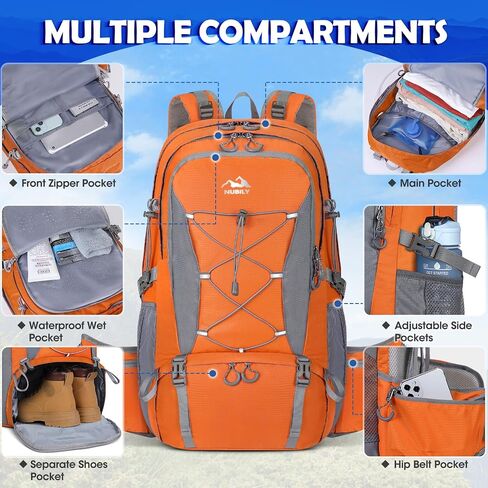 NUBILY 50L Hiking Backpack Waterproof Camping Backpack for Men Women Lightweight HIking Daypack Outdoor Travel Daypack in Saudi Arabia