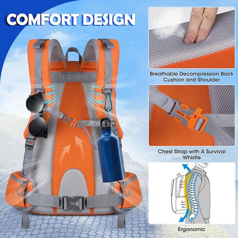 NUBILY 50L Hiking Backpack Waterproof Camping Backpack for Men Women Lightweight HIking Daypack Outdoor Travel Daypack in Saudi Arabia