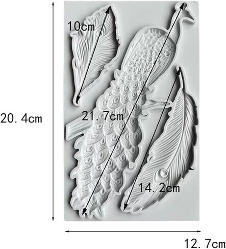 Peacock and Feathers Silicone Mold for Cake Decoration, Premium Fondant Molds for DIY Chocolate Candy Sugar Epoxy Resin or Polymer Clay Crafts Mould in Saudi Arabia